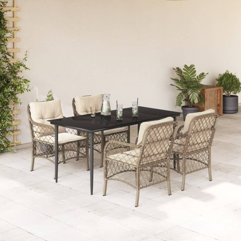 Ensemble bistro avec coussins 3 pièces Latitude Run®, Beige, H 29,1 po x l 31,5 po x P 63 po, Beige