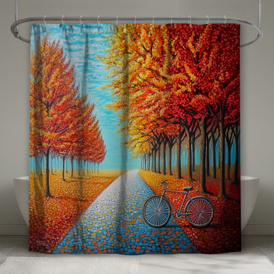Bicycle Shower Curtain -  Landscape Bathroom Decor Modern