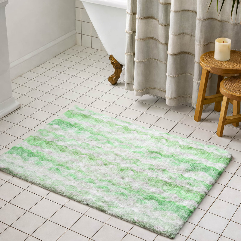 Premium Machine Washable Dream Shag ADS195 Ribbons Rug, Green, 2'6" x 3'10"