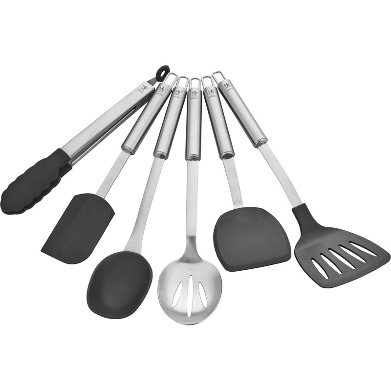 HENCKELS International Cooking Tools 6-PC Kitchen Gadgets Sets with Spatula, Tongs, Cooking Spoon, 18/10 STAINLESS STEEL