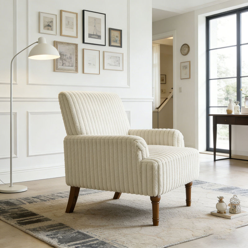 Chaise d'appoint moderne en velours côtelé, Beige