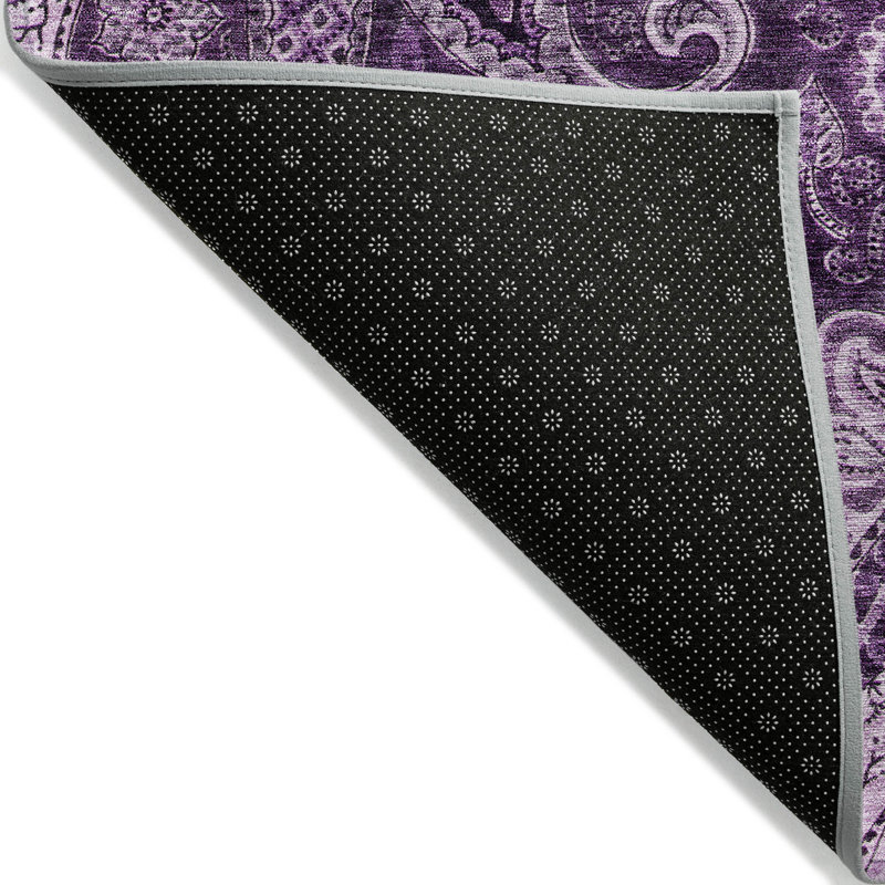Purple Flat Woven Round Synthetic Easy Care Rug