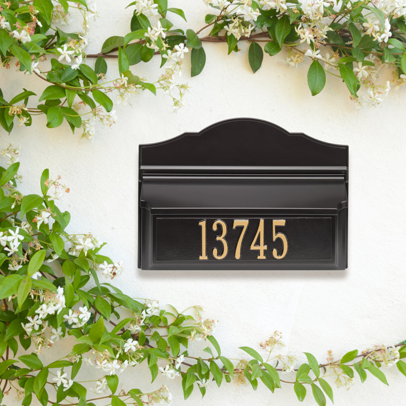 Colonial Wall Mounted Mailbox, Black/Gold, Yes