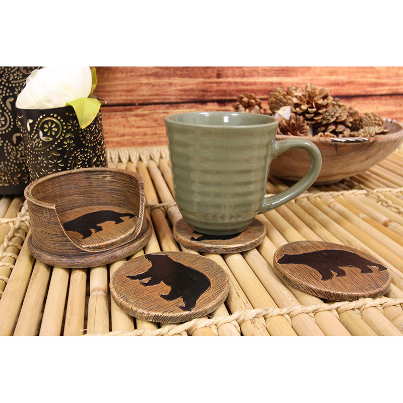 Metal 5 Piece Coaster Set With Holder