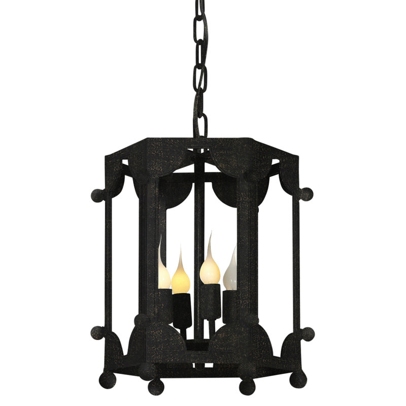 Wilmington 4 - Light Lantern Geometric Pendant, Antique Black