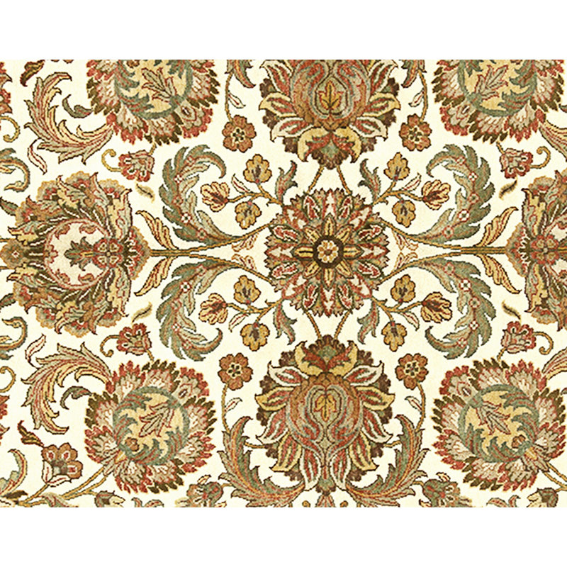 Hand Knotted Wool Area Rug in Ivory And Red
