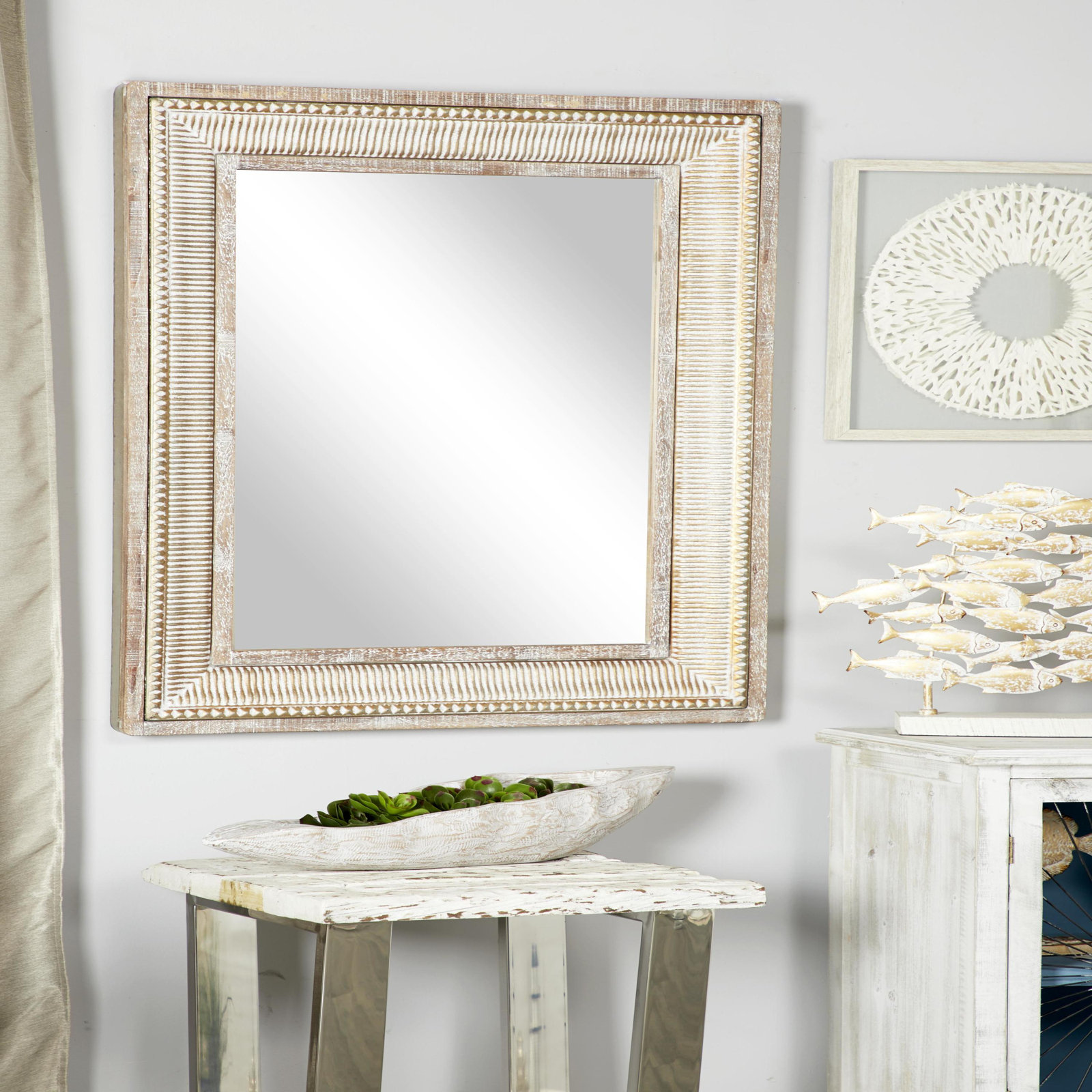 Una Carved Wood Wall Mirror