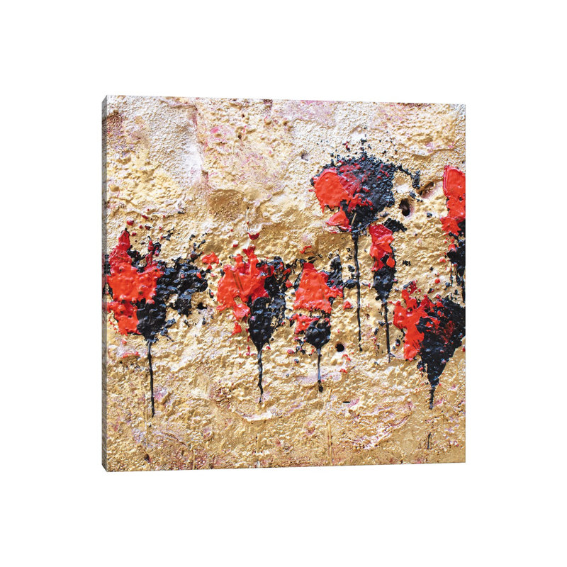 Poppies - Frammenti II 1 Piece Painting on Canvas, 66.04 cm H x 66.04 cm W x 1.91 cm D, Wrapped Canvas
