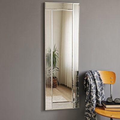 Modern Silver Wall Mirror, 15.7 x 47.2 inches | 100% MDF, Adjustable Horizontally & Vertically | Sleek Design, Perfect for Home Decor, Entryway, or Bathroom | Easy Wall Mounting, Assembled & Ready to Use