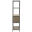Bibliothèque grise avec armoire de rangement - structure en métal pour la chambre à coucher et le salon avec finition grise présentant des objets décoratifs