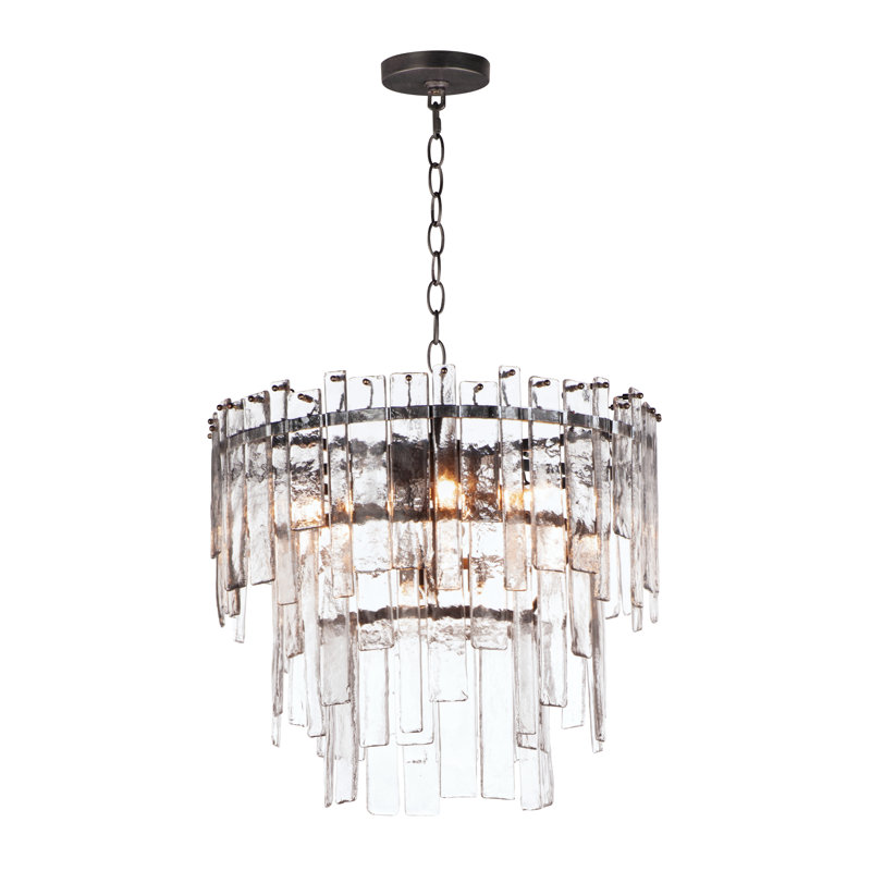 Warren - Luminaire suspendu unique en bronze foncé clair, H 32 po x l 30 po x P 30 po, 12