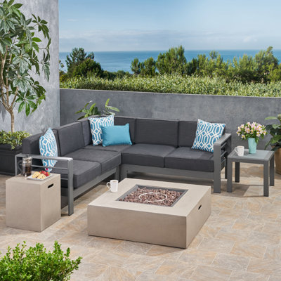 Ensemble de conversation modulaire avec coussins 5 pièces Caggiano