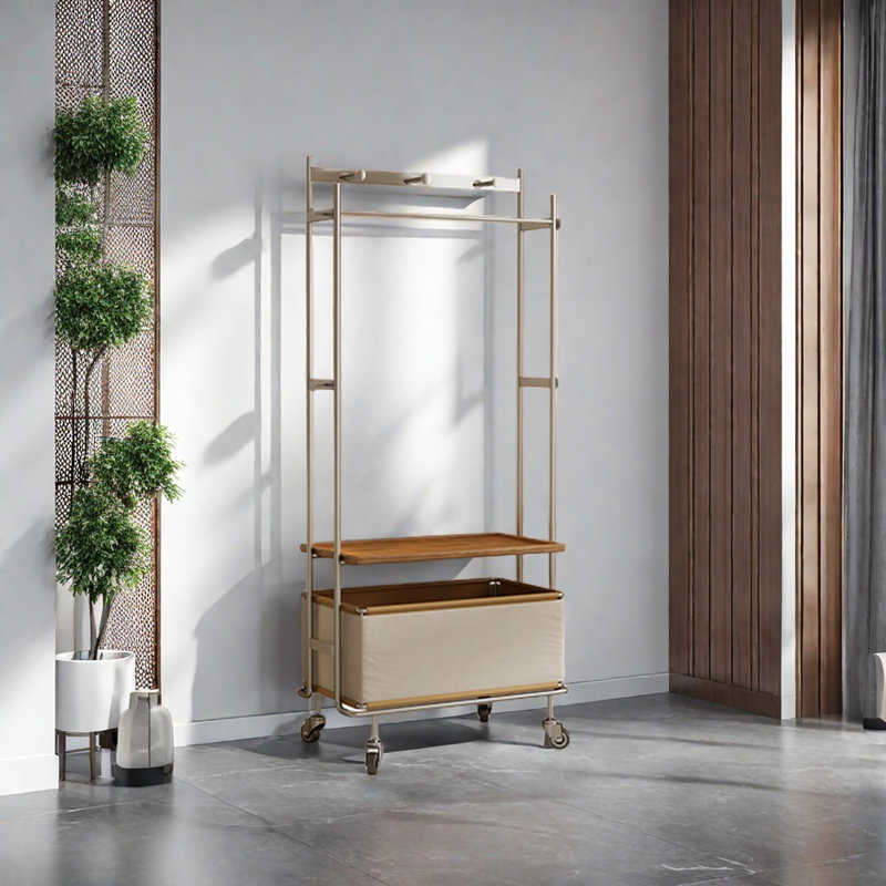 Coat Rack Solid Structure Chic Design, Griege