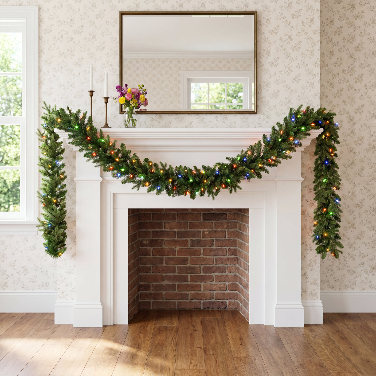 108" Pre-Lit Greenery Christmas Garland