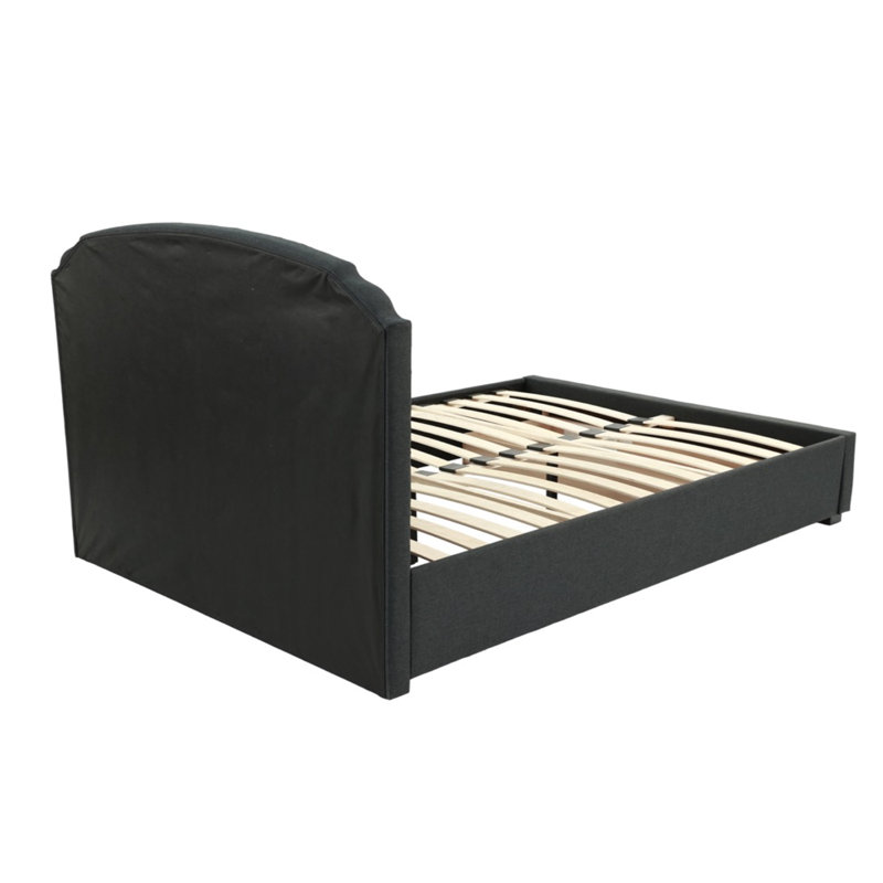 Lit oriental tapissier en toile de jute avec 1 tiroir sous le lit, Très grand, Noir