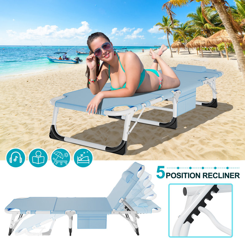 Fauteuil de bronzage face cachée 2Pk, Bleu