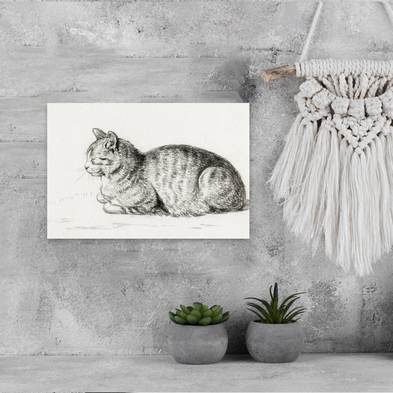 Chat couché, rétro, rétro, art mural, H 18 po x l 12 po
