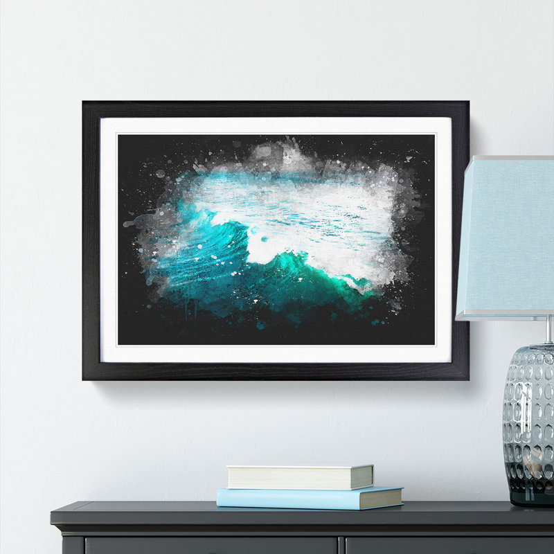 La Jolla in San Diego Paint Splash - Picture Frame Graphic Art Print, 24cm H x 33cm W x 2cm D, Black Framed