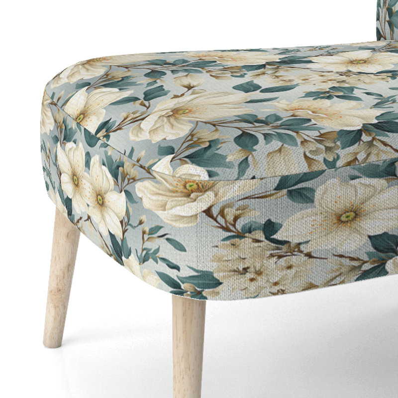 Hortensia beige et bleu Sandy - chaise d'appoint rembourrée de style campagnard, chaise d'appoint rustique à motif floral