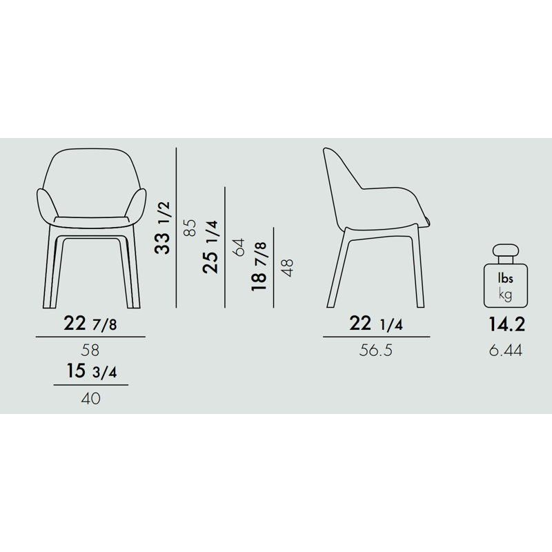 Clap Upholstered Arm Chair, Gray, Orange