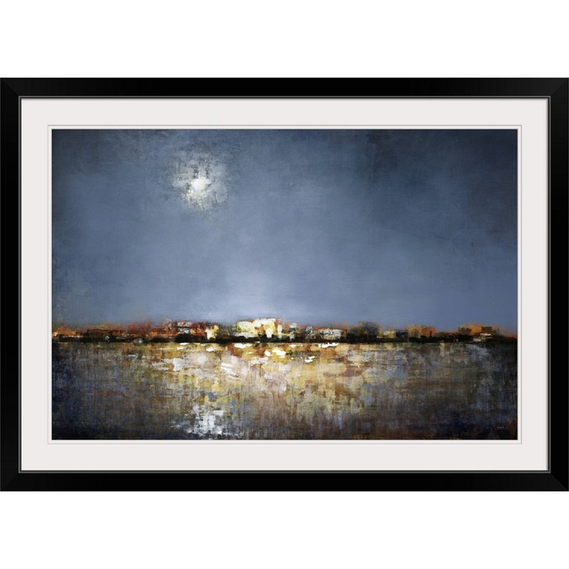 « moonlit city », reproduction, Cadre noir, H 32 po x l 44 po x P 1 po