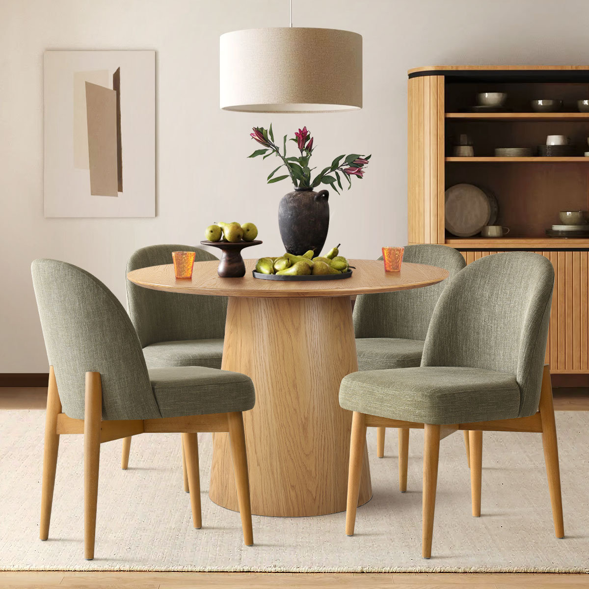George Oliver Gweneva 5 - Piece Solid Oak Round Pedestal Dining Set & Reviews | Wayfair