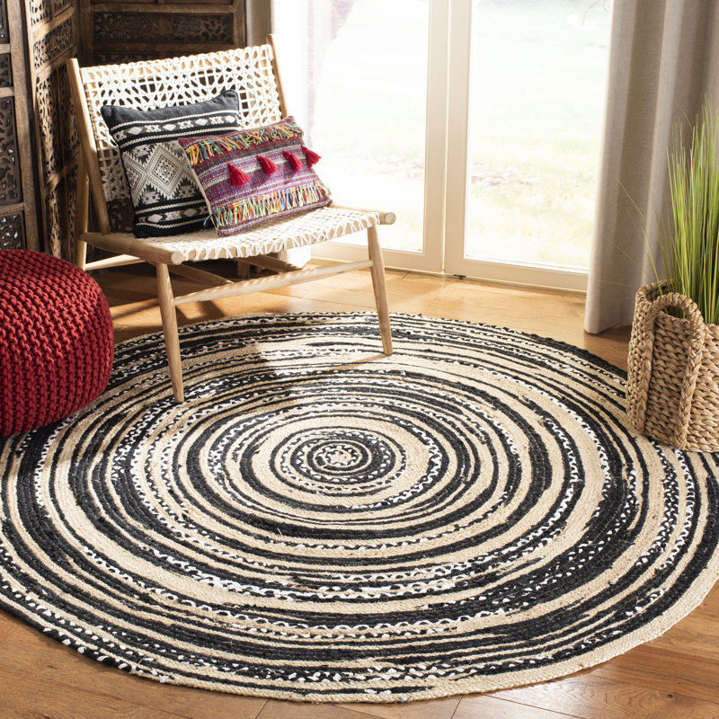 Zeitler Hand Woven Jute, Cotton Rug, Round 8'