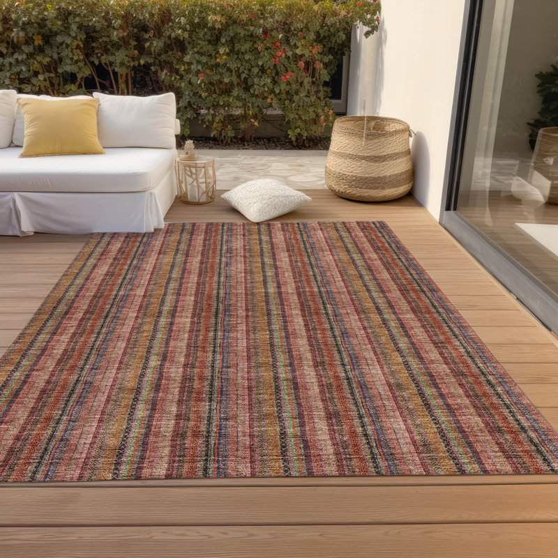 Chayden Washable Striped Indoor / Outdoor Rug, Rectangle 5' x 7'6"