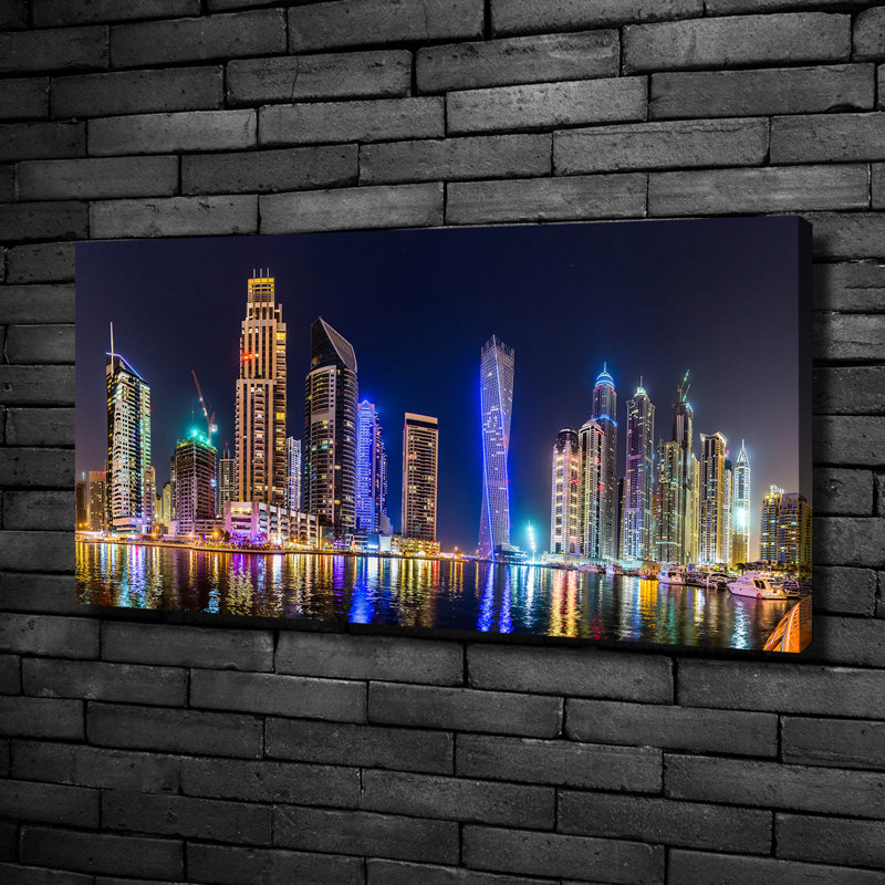 Dubai At Night - Wrapped Canvas Print