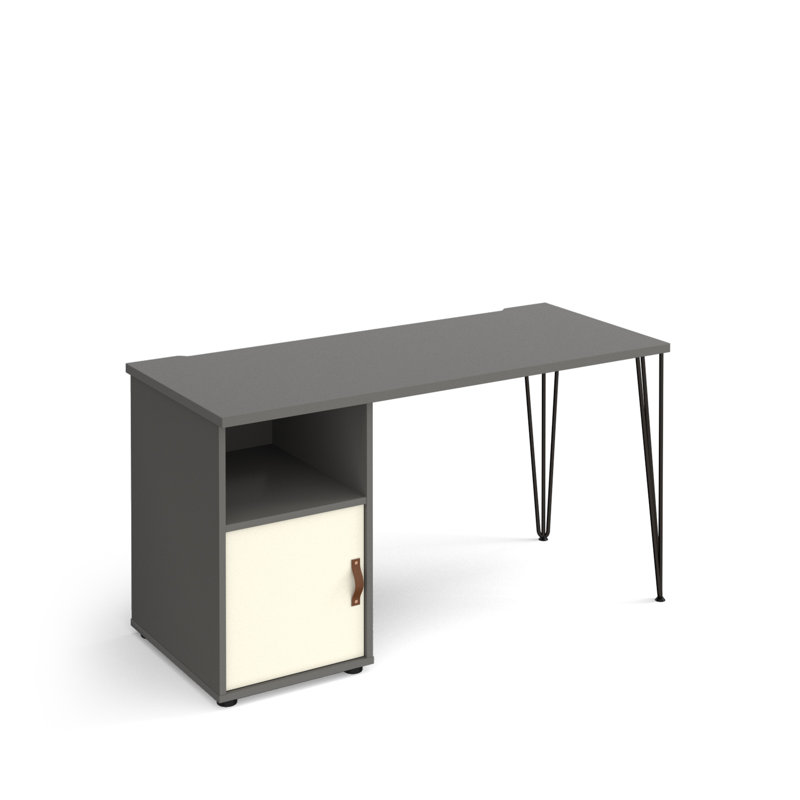 Anek Metal Base Computer Desk, Onyx Grey/White