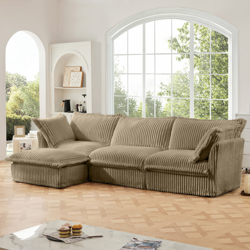 Canapé modulaire avec repose-pieds pour ensemble de salon modulaire Shetucket, H 34,5 po x l 120 po x P 55 po