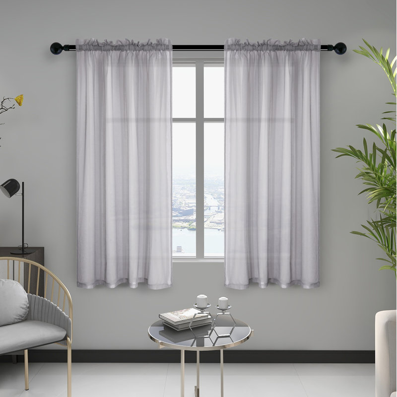 Chapple Sheer Curtains / Drapes Pair, 52" L x 63" W, Gray