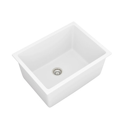 Quartz Laundry Utility Sink - 24" x 18" x 12" White granite composite undermount Laundry Utility Sink