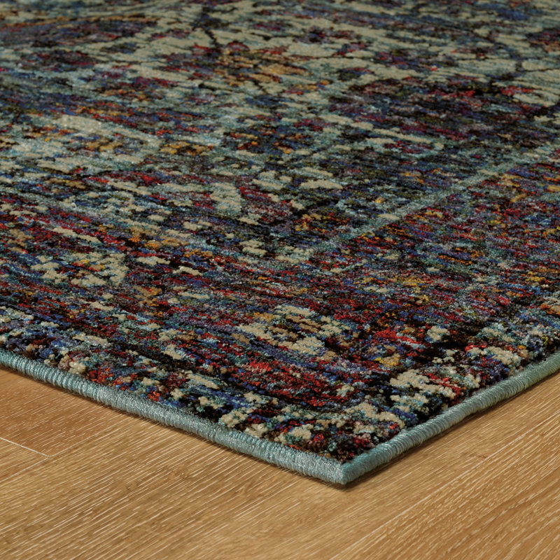 Tapis bleu / mauve Tuma, Tapis de couloir 2 pi 6 po x 12 pi