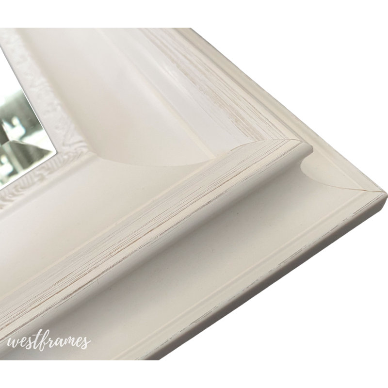 Stella Modern Vintage Ornate Framed Wall Mirror, 29.5" x 25.5", White