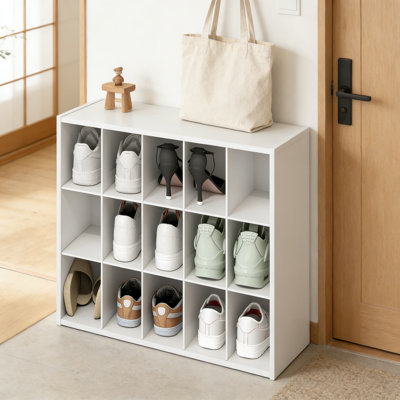 Range-chaussures empilable à 15 cubes, étagère à chaussures minimaliste moderne pour vestibule, placard, bureau et garage