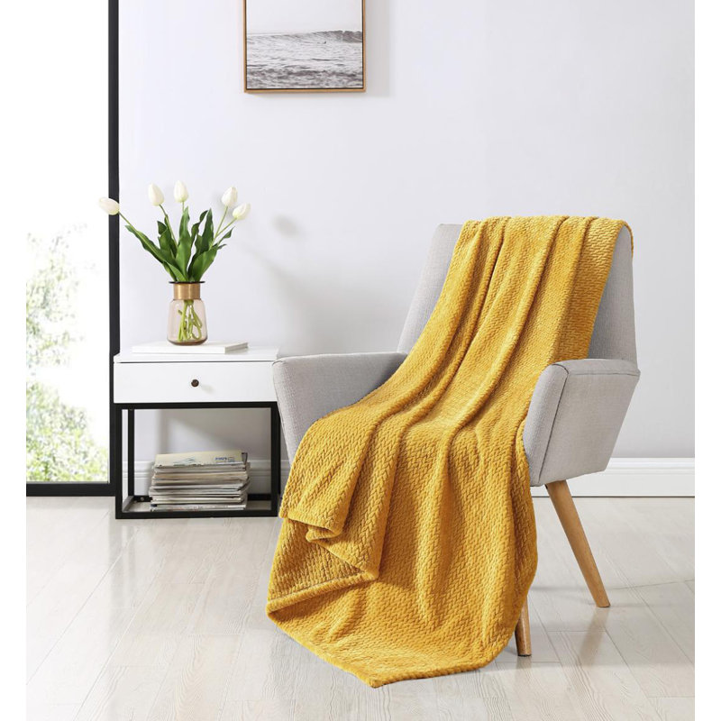 Basic Comfort Hand Woven Throw Blanket, Gold, 60" L x 50" W