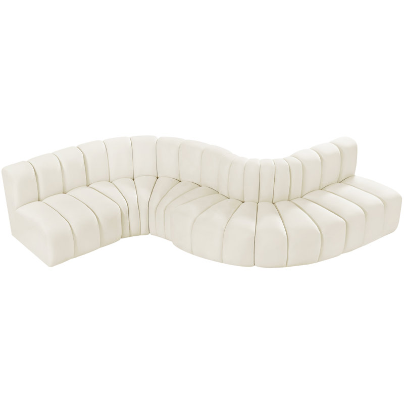 Izelia Upholstered Curved Sectional Reversible, Cream Velvet