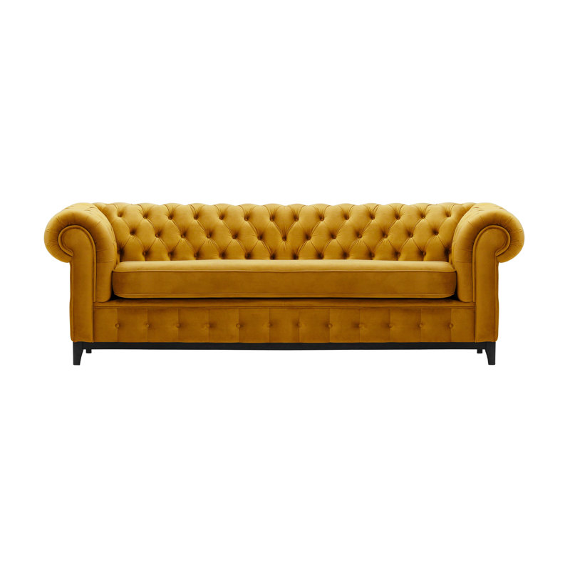Fryar Velvet Sofa, 3, Black, Mustard