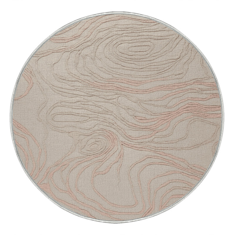 Tapis beige lavable à la machine, Rond 6 pi