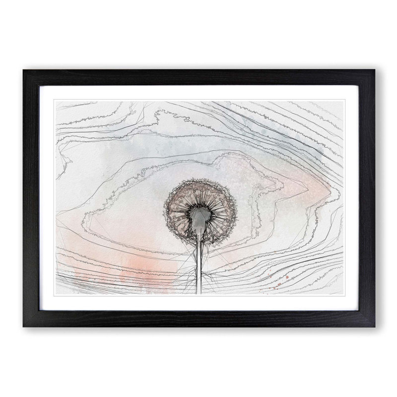 Dandelion in Abstract - Picture Frame Graphic Art Print, 48cm H x 65cm W x 2cm D, Black Framed