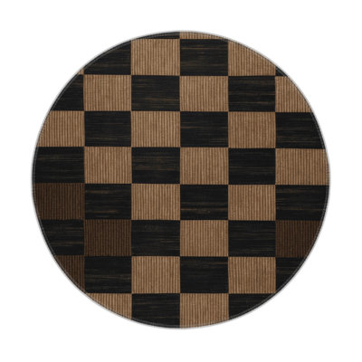 Tapis intérieur / extérieur noir à carreaux
