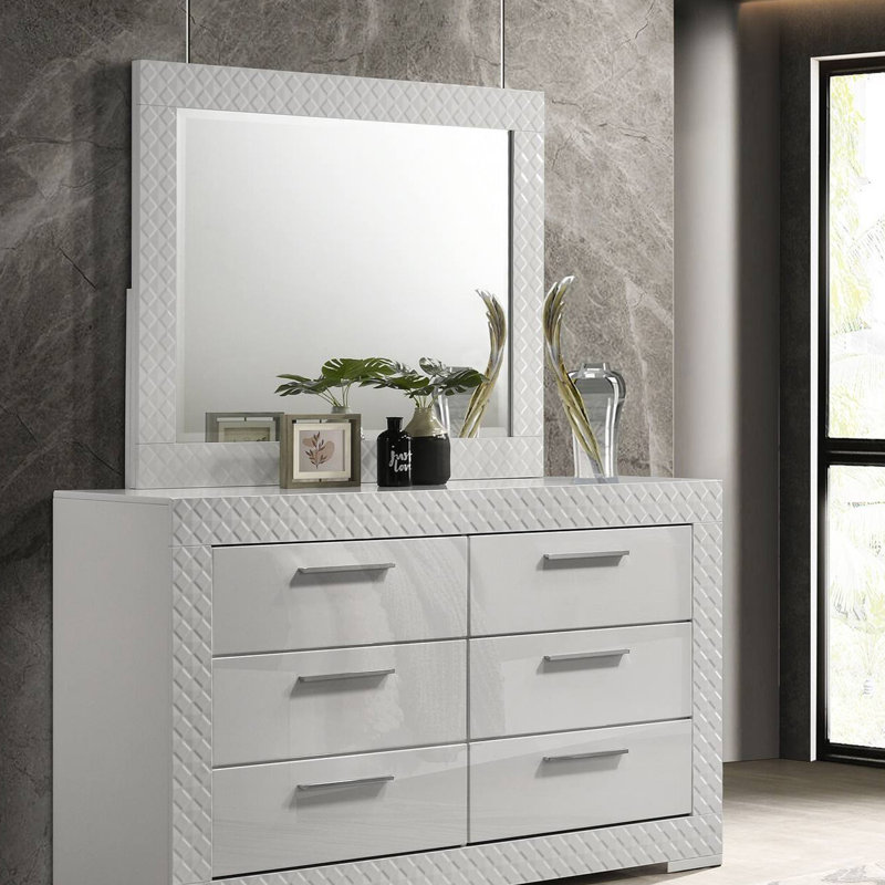 47.4"W Glam Mirror, White