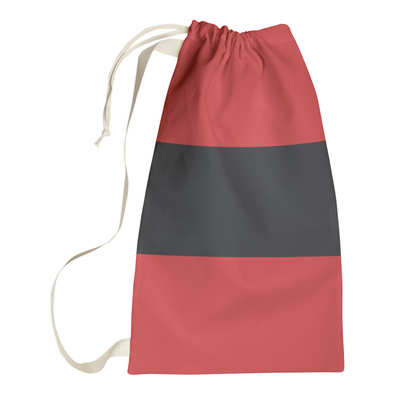 Toronto Fabric Laundry Bag with Handles, Large ( 36" x 28" x 1.5"), Torch Red/Charcoal/Torch Red