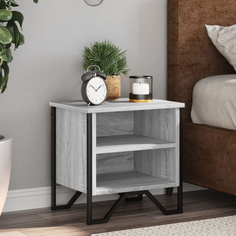 Alyza 40cm W Bedside Table, Grey Sonoma, Individual
