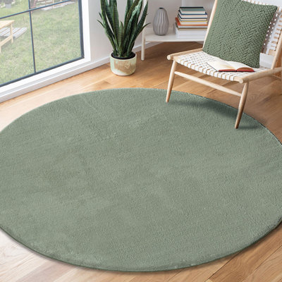 The Carpet Relax - Modern Rug, Fluffy, Short Pile, Non-Slip Underside, Washable up to 30°C, Super-Soft, Fur Look, Green