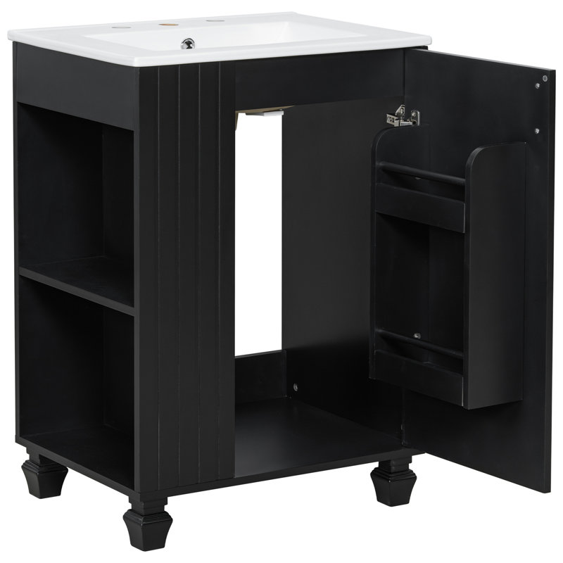 Meuble-lavabo de salle de bain avec lavabo, Noir