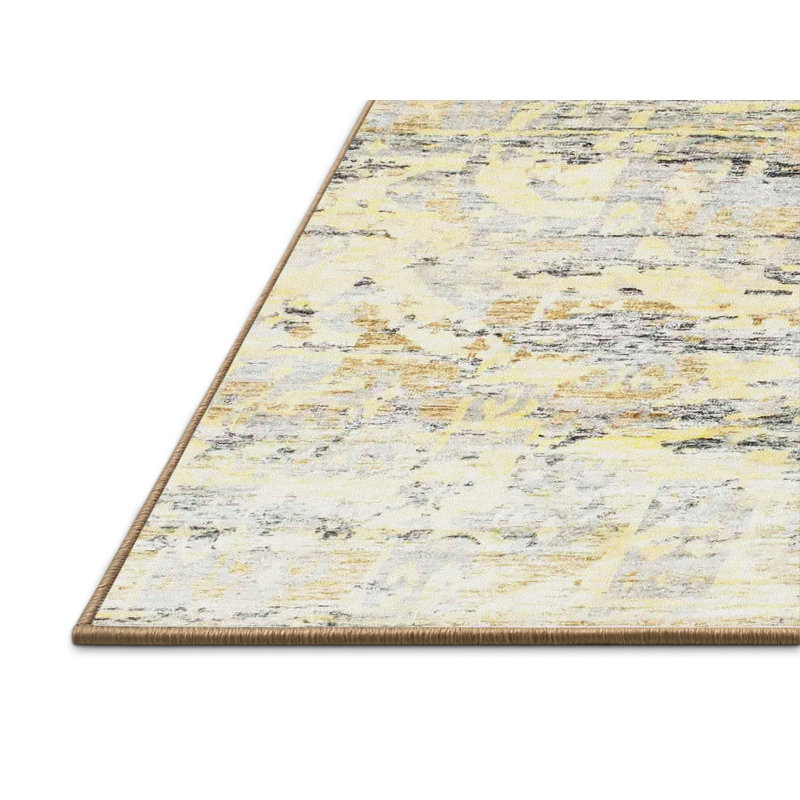 Tapis contemporain vert clair / crème, Rectangle 5 pi x 7 pi