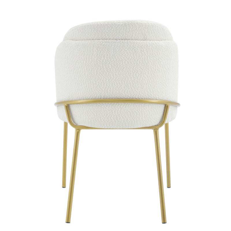 Ensemble de 2 chaises de salle à manger à assise blanche et pieds bruns, Blanc antique, Brun