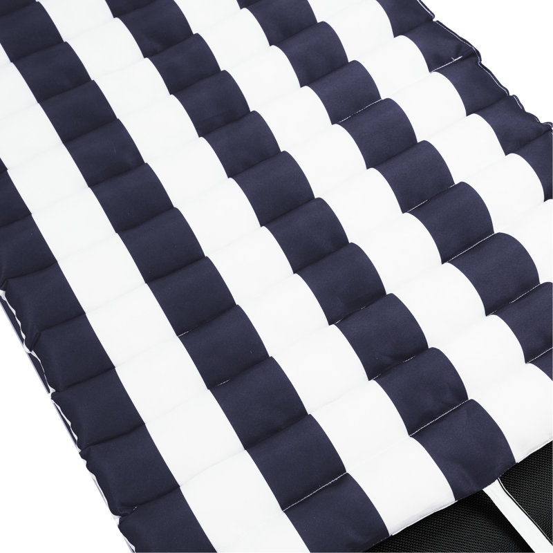 2 pièces Coussin de chaise de patio, Coussin de siège d'extérieur rayé bleu et blanc, Protégé, Tapis de coussin de rembourrage en éponge résilient - Blanc, Matériau